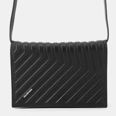 BALENCIAGA CALF WRAP SHOULDER BAG BLACK LEATHER