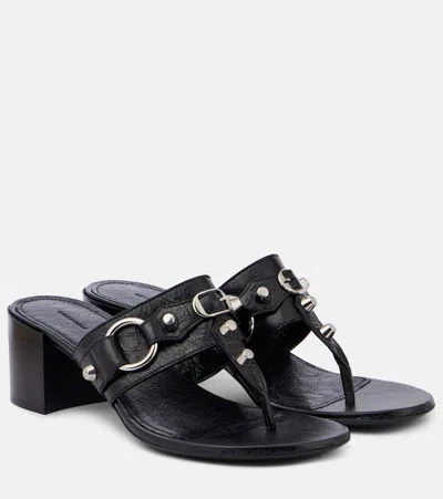 BALENCIAGA CITY 50 STUDDED LEATHER THONG SANDALS