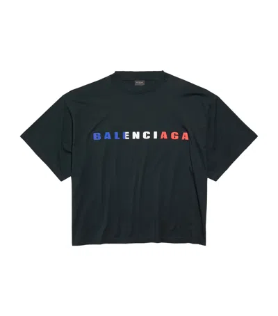 BALENCIAGA BALENCIAGA COTTON CROPPED LOGO T-SHIRT