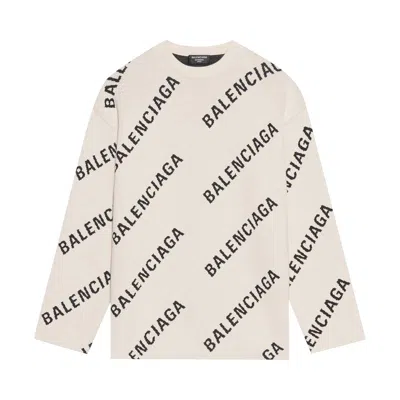 BALENCIAGA BALENCIAGA CREWNECK 'CHALKY WHITE/BLACK'