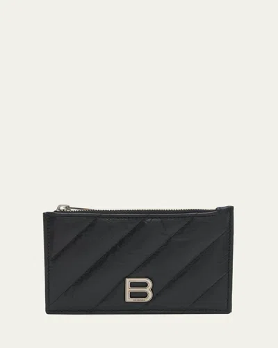 BALENCIAGA CRUSH QUILTED LEATHER CARD HOLDER