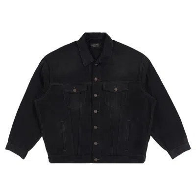 BALENCIAGA BALENCIAGA EMBROIDERED POLITICAL LOGO DENIM JACKET 'BLACK'