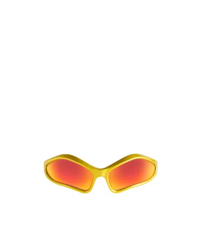 BALENCIAGA FENNEC OVAL SUNGLASSES  IN YELLOW/RED