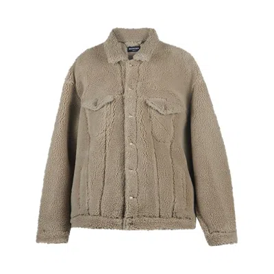 BALENCIAGA BALENCIAGA FLEECE OVERSIZED JACKET 'DUNE' | TAN | MEN'S SIZE M