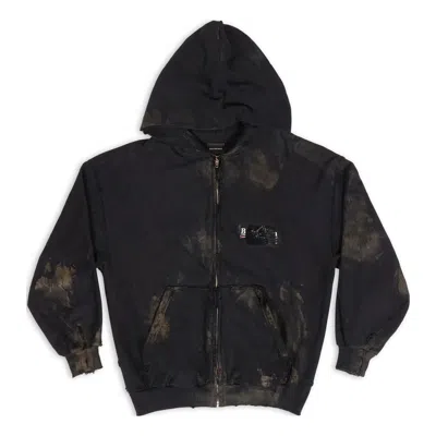 BALENCIAGA Balenciaga Gaffer Zip-Up Hoodie Small Fit 'Black White Red'