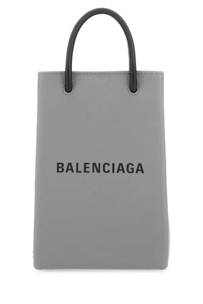 BALENCIAGA GREY LEATHER PHONE CASE