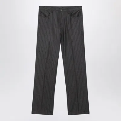 BALENCIAGA GREY PINSTRIPE WOOL PANTS