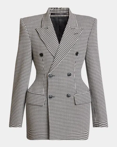 BALENCIAGA HOUNDSTOOTH DOUBLE-BREASTED HOURGLASS JACKET