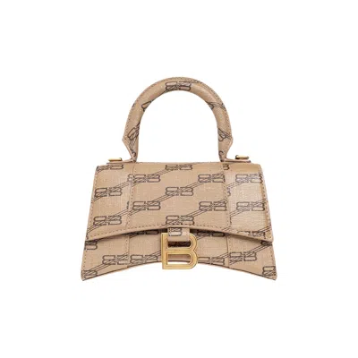 BALENCIAGA BALENCIAGA HOURGLASS XS SHOULDER BAG 'BEIGE/BROWN'