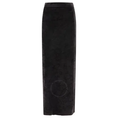 BALENCIAGA BALENCIAGA LADIES BLACK VELVET-EFFECT HIGH-WAISTED SKIRT
