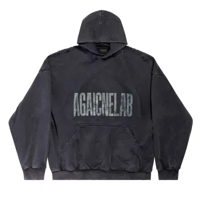 BALENCIAGA BALENCIAGA LARGE FIT HOODIE 'WASHED BLACK/ANTHRACITE'