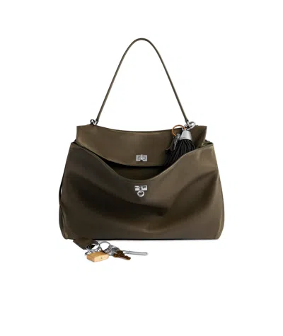 BALENCIAGA WOMEN'S RODEO HANDBAG LARGE WITH CHARMS IN KAKI