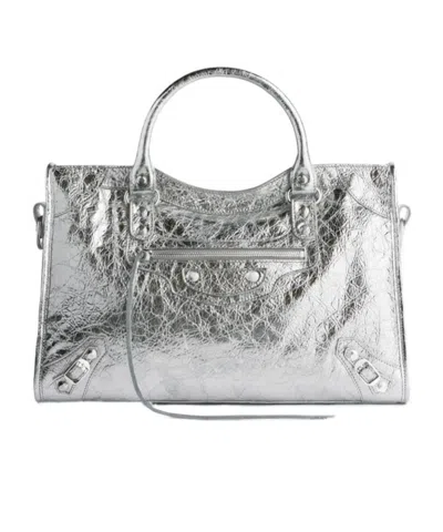 BALENCIAGA WOMEN'S LE CITY BAG MEDIUM IN SILVER