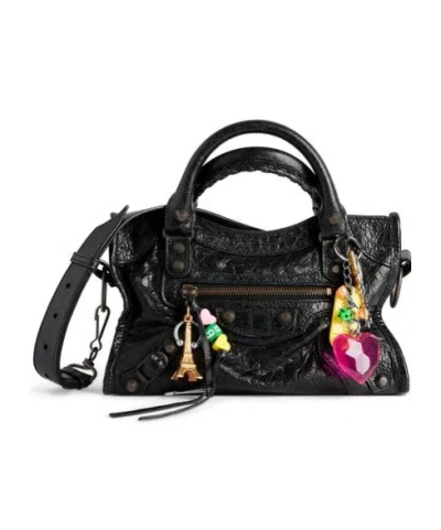 BALENCIAGA WOMEN'S LE CITY BAG MINI WITH CHARMS IN BLACK
