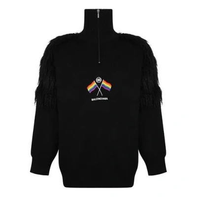 BALENCIAGA Balenciaga LGBTQ Flag Zip Up Turtleneck Sweater 'Black'