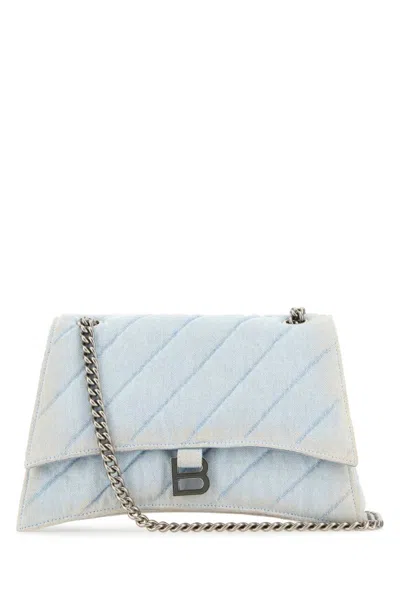 BALENCIAGA WOMEN LIGHT-BLUE CRUSH M SHOULDER BAG, ONESIZE LUXURY SHOULDER BAGS FOR WOMEN DARVEYS