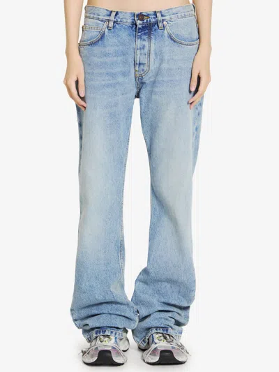 BALENCIAGA BALENCIAGA  LIGHT BLUE JEANS WITH DISTRESSED HEM