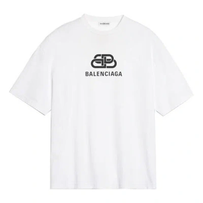 BALENCIAGA Balenciaga Logo Chest Printing Alphabet Short Sleeve White