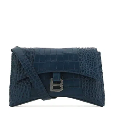 BALENCIAGA LOGO CROCODILE SHOULDER BAG