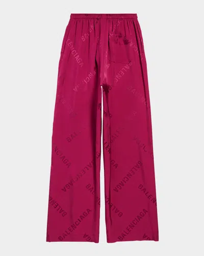 BALENCIAGA LOGO JACQUARD WIDE-LEG PAJAMA PANTS