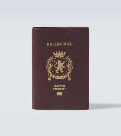 BALENCIAGA LOGO LEATHER PASSPORT HOLDER
