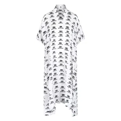 BALENCIAGA BALENCIAGA LOGO MONOGRAM ASYMMETRIC SHIRT DRESS