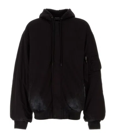 BALENCIAGA BALENCIAGA LOGO PRINTED DRAWSTRING HOODIE