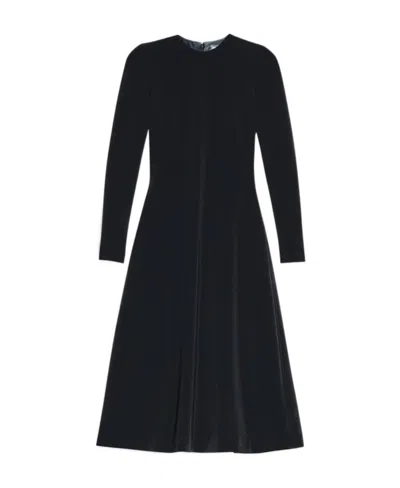 BALENCIAGA BALENCIAGA CREWNECK PLEATED LONG-SLEEVED DRESS