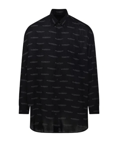 BALENCIAGA BALENCIAGA ALL-OVER LOGO LONG-SLEEVE SHIRT