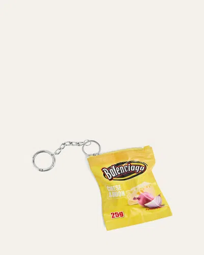 BALENCIAGA MEN'S LEATHER KEYRING CHIPS CHARM