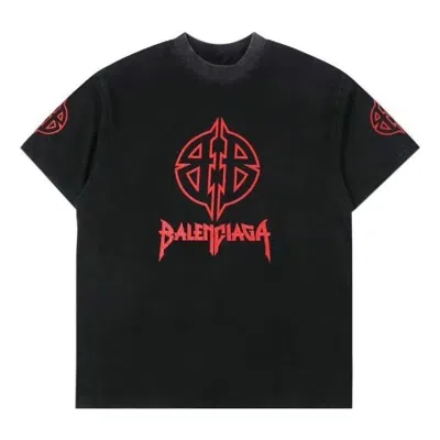 BALENCIAGA Balenciaga Metal BB Stencil T-shirt 'Black Red'