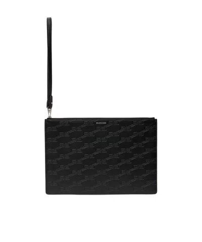 BALENCIAGA MONOGRAM-EMBOSSED CLUTCH BAG