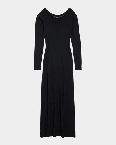 BALENCIAGA OFF SHOULDER V NECK DRESS