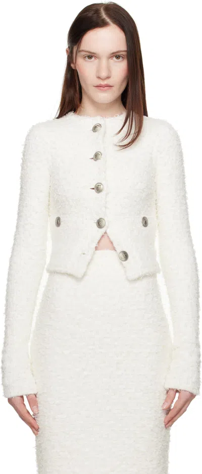 BALENCIAGA OFF-WHITE CROPPED CARDIGAN