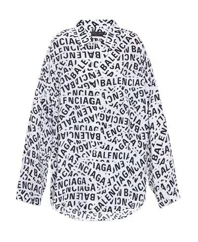 BALENCIAGA OVERSIZED LOGO-PRINT COTTON SHIRT