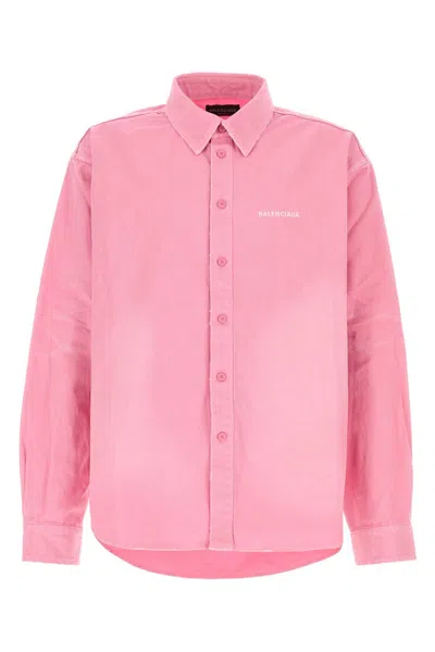 BALENCIAGA PINK DENIM OVERSIZE SHIRT