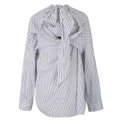 BALENCIAGA BALENCIAGA PINSTRIPE KNOTTED SHIRT