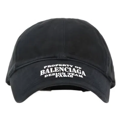 BALENCIAGA Balenciaga Property Of Embroidered Denim Ball Cap 'Black'