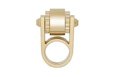 BALENCIAGA BALENCIAGA RING GOLD TONE METAL HARDWARE GEAR CYLINDER LARGE SIZE 6