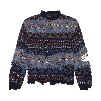 BALENCIAGA BALENCIAGA RIPPED SWEATER 'NAVY/MULTICOLOR'