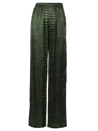 BALENCIAGA SILK SATIN PYJAMA PANTS TROUSERS GREEN
