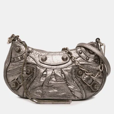 BALENCIAGA SILVER MINI METALLIC LE CAGOLE