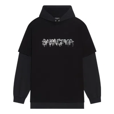 BALENCIAGA Balenciaga Slime Double Long Sleeve Hooded T-Shirt 'Black'