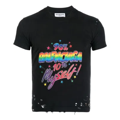 BALENCIAGA Balenciaga Small-Fit Distressed Graphic Jersey T-Shirt 'Washed Black'