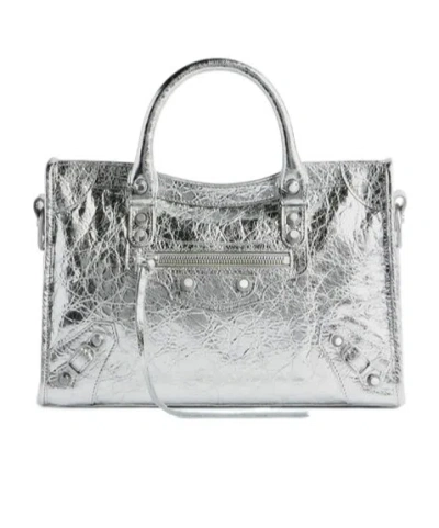 BALENCIAGA WOMEN'S LE CITY BAG SMALL IN SILVER