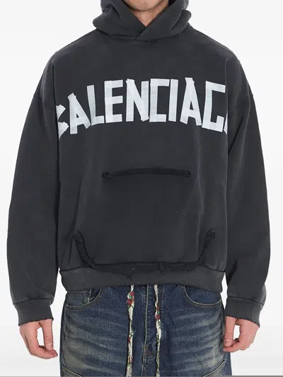 BALENCIAGA TAPE TYPE LOGO-PRINT HOODIE
