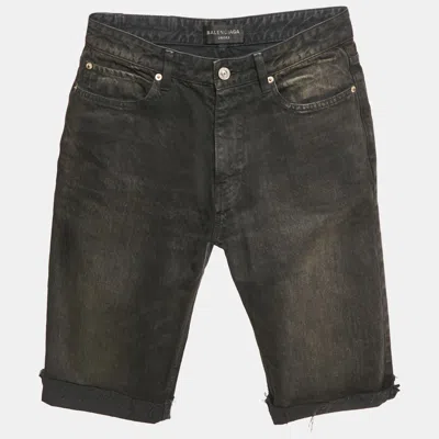 BALENCIAGA UNISEX GREY FADED DENIM SHORTS M WAIST 29"
