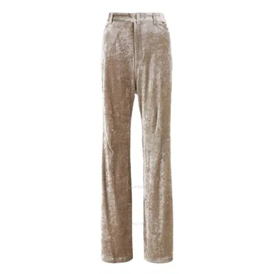 BALENCIAGA BALENCIAGA VELVET STRETCH WIDE-LEG TROUSERS IN DESERT BEIGE