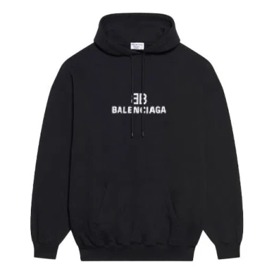 BALENCIAGA (WMNS) Balenciaga Bb Pixel Fleece Drawstring hooded Long Sleeves Hoodie Black