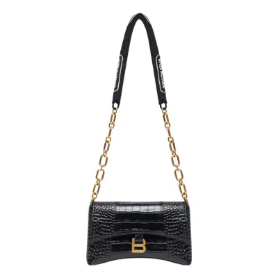 BALENCIAGA (WMNS) Balenciaga Downtown Xs Shoulder Bag Crocodile Embossed 'Black'